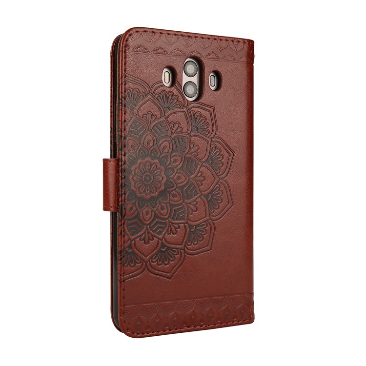 For Huawei Mate 10 Imprinted Mandala Pattern Leather Wallet Mobile Protection Shell - Brown-2