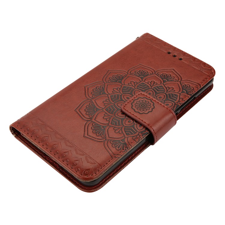 For Huawei Mate 10 Imprinted Mandala Pattern Leather Wallet Mobile Protection Shell - Brown-3