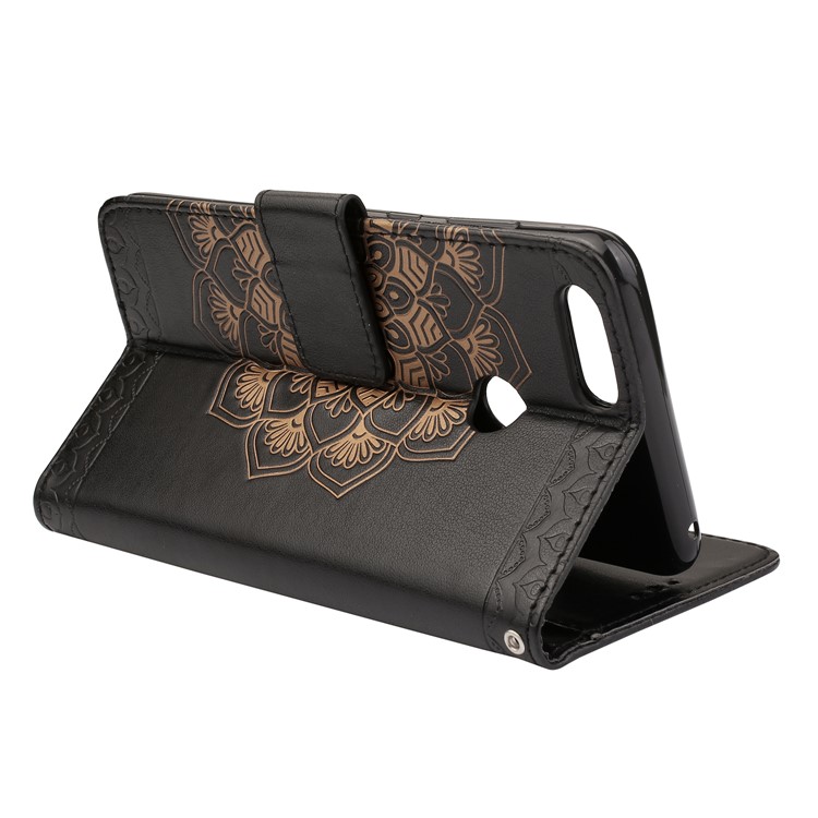Imprinted Mandala Pattern Stand Leather Wallet Case for Huawei Honor 7X - Black-5