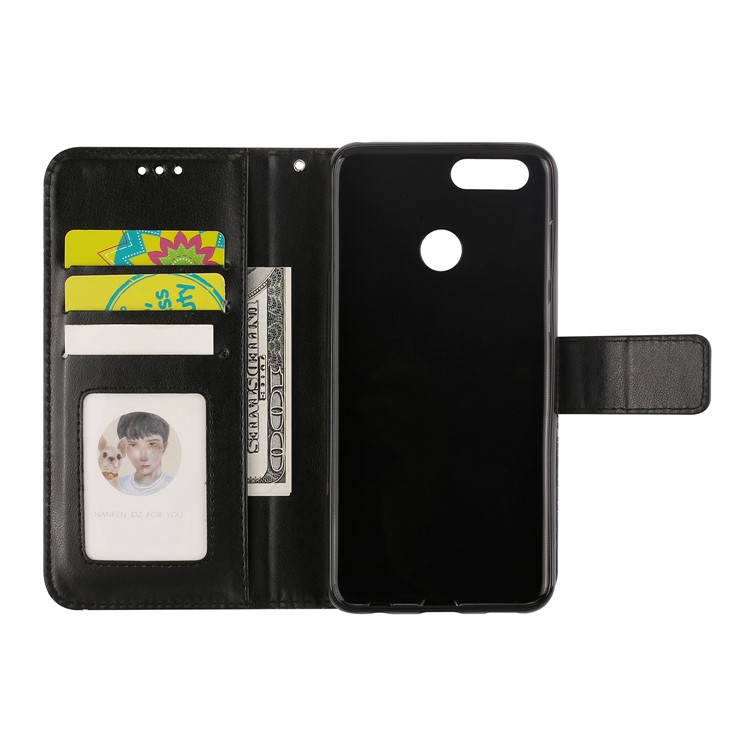 Imprinted Mandala Pattern Stand Leather Wallet Case for Huawei Honor 7X - Black-6
