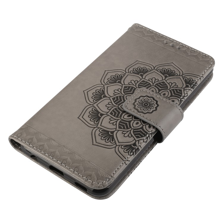 Imprinted Mandala Pattern PU Leather Wallet Cover with Stand for Huawei Honor 7X - Grey-3