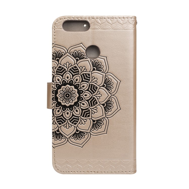 Imprinted Mandala Pattern Wallet Leather Stand Shell for Huawei Honor 7X - Gold-2