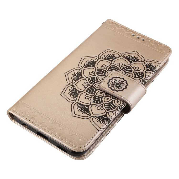 Imprinted Mandala Pattern Wallet Leather Stand Shell for Huawei Honor 7X - Gold-3