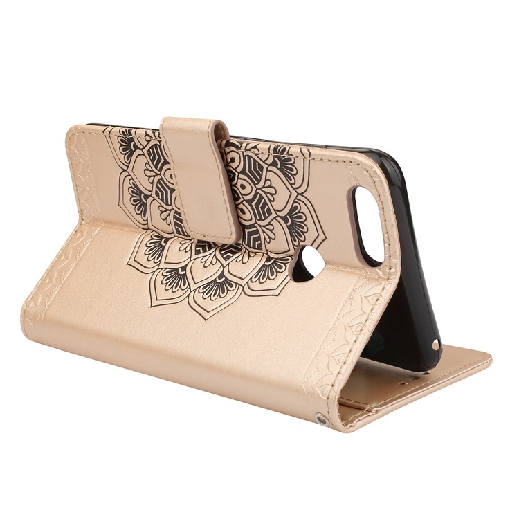 Imprinted Mandala Pattern Wallet Leather Stand Shell for Huawei Honor 7X - Gold-5