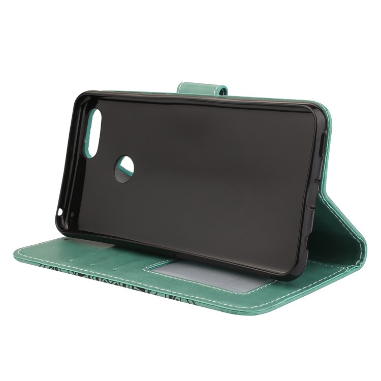 Imprinted Mandala Pattern Card Holder Leather Phone Casing for Huawei Honor 7X - Green-4