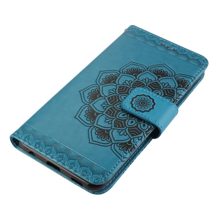 Imprinted Mandala Pattern Stand Wallet Leather Mobile Phone Cover Shell for Huawei Honor 7X - Blue-3