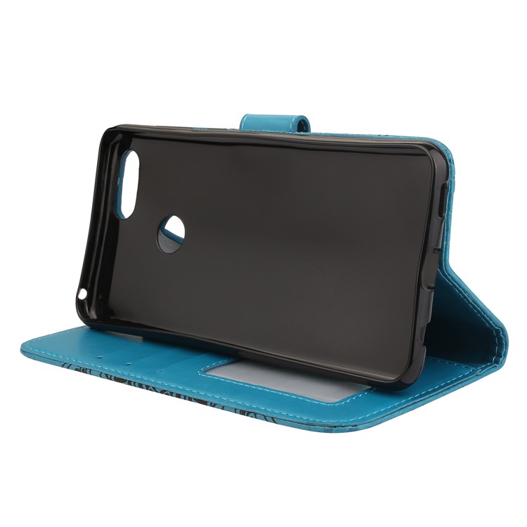Imprinted Mandala Pattern Stand Wallet Leather Mobile Phone Cover Shell for Huawei Honor 7X - Blue-4