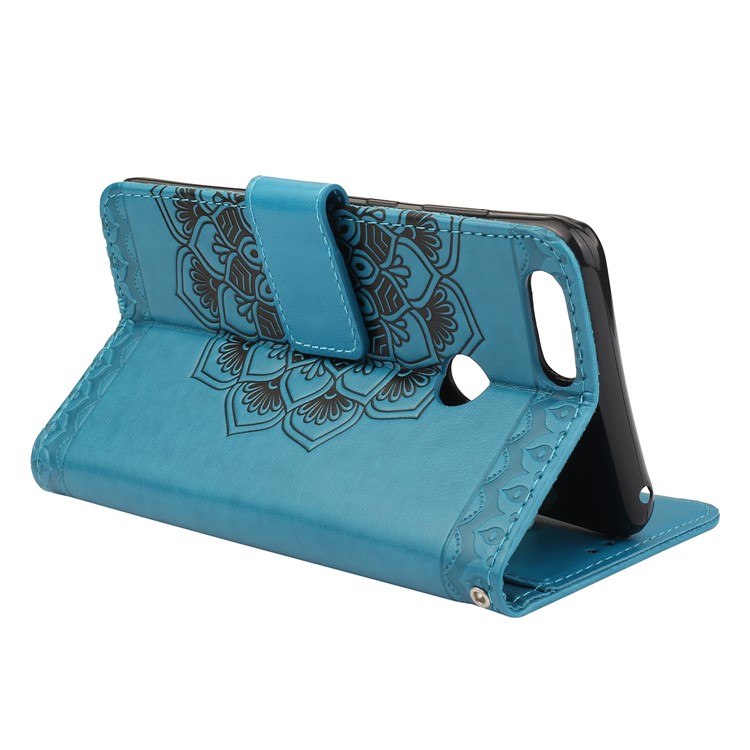 Imprinted Mandala Pattern Stand Wallet Leather Mobile Phone Cover Shell for Huawei Honor 7X - Blue-5
