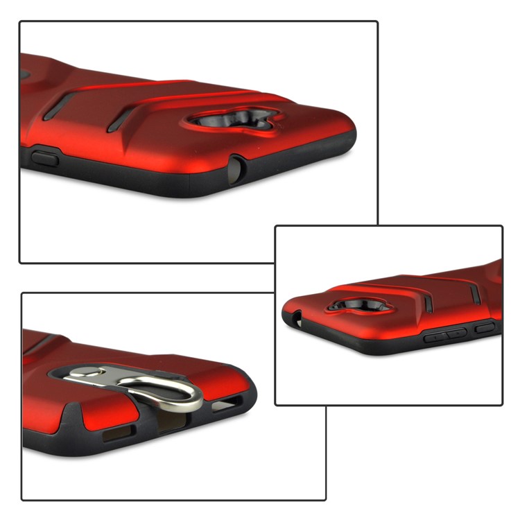 ANGIBABE Matte TPU PC Hybrid Shell with Metal Kickstand for Huawei Y6 (2017) / Y5 (2017) - Red-5
