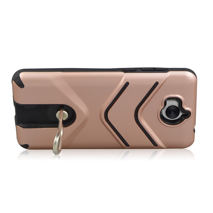 ANGIBABE Matte TPU PC Combo Phone Case with Kickstand for Huawei Y6 (2017) / Y5 (2017) - Rose Gold-3
