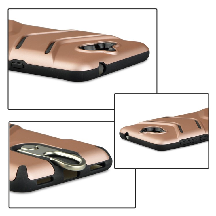 ANGIBABE Matte TPU PC Combo Phone Case with Kickstand for Huawei Y6 (2017) / Y5 (2017) - Rose Gold-5