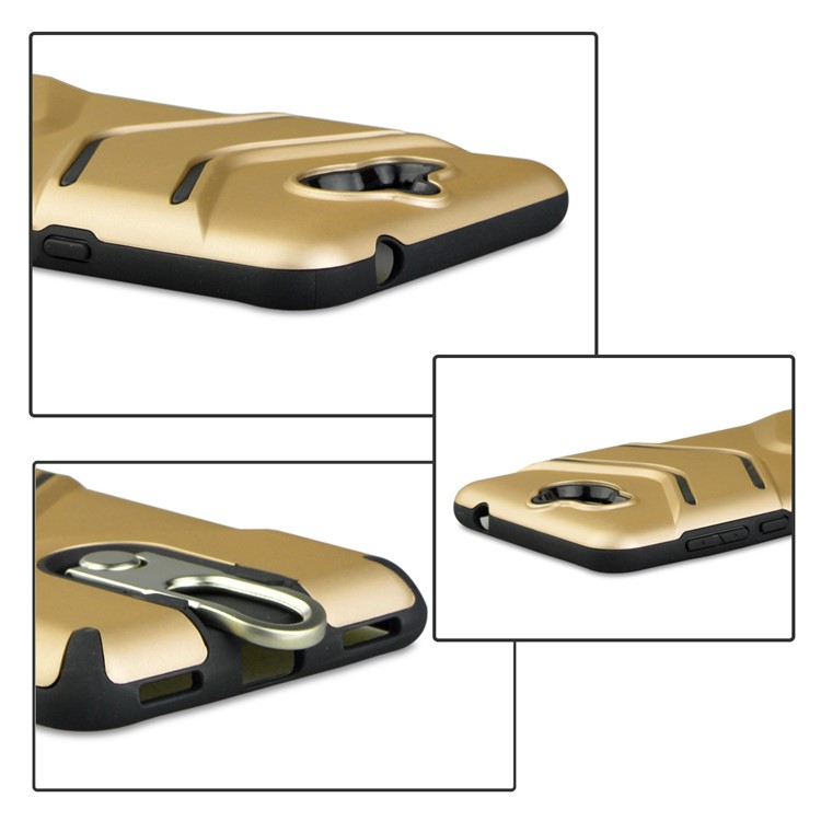 ANGIBABE Matte TPU PC Mobile Phone Cover with Rotary Kickstand for Huawei Y6 (2017) / Y5 (2017) - Gold-5