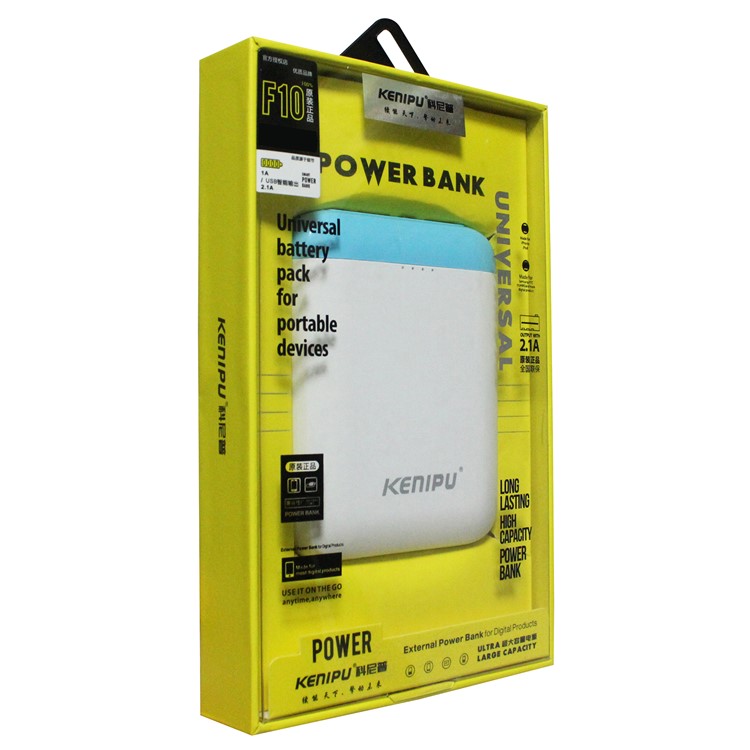 KENIPU Portable Dual USB 6000mAh Power Bank with LED Light for iPhone Samsung Huawei - White + Blue-11