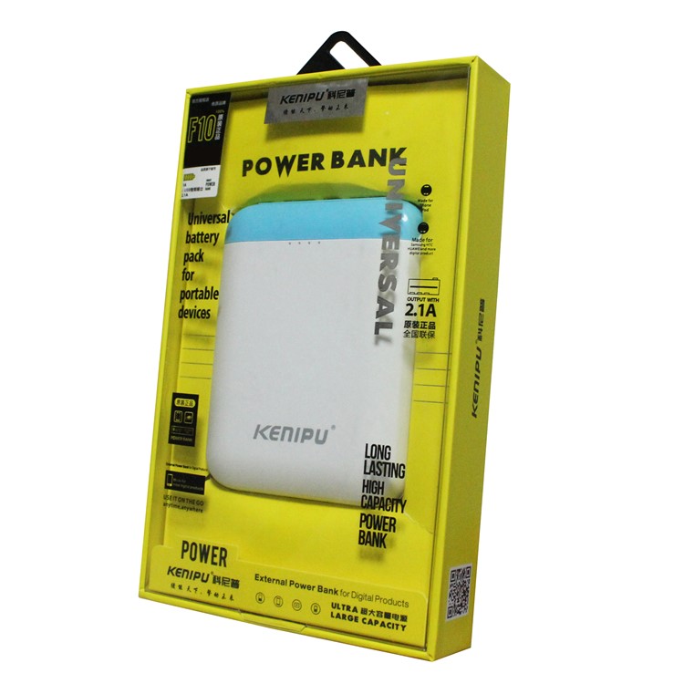 KENIPU Portable Dual USB 6000mAh Power Bank with LED Light for iPhone Samsung Huawei - White + Blue-12