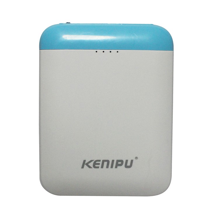 KENIPU Portable Dual USB 6000mAh Power Bank with LED Light for iPhone Samsung Huawei - White + Blue-2