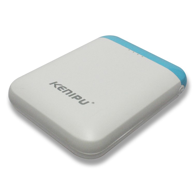 KENIPU Portable Dual USB 6000mAh Power Bank with LED Light for iPhone Samsung Huawei - White + Blue-5