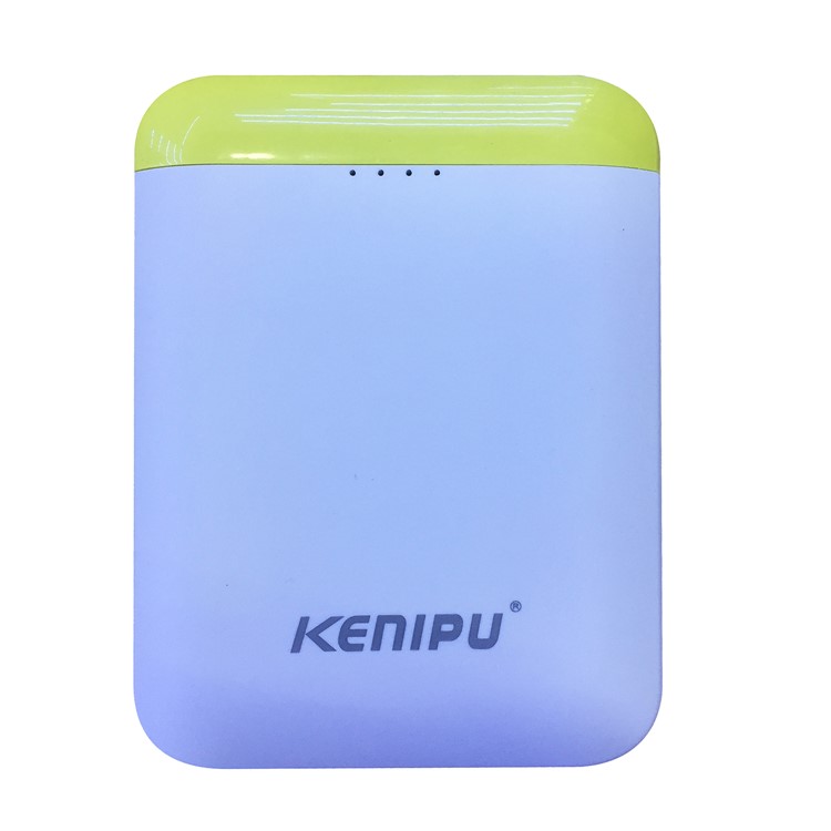 KENIPU Portable Dual USB 6000mAh Mobile Battery Charger with LED Light for iPhone Samsung Huawei - White + Yellow-1