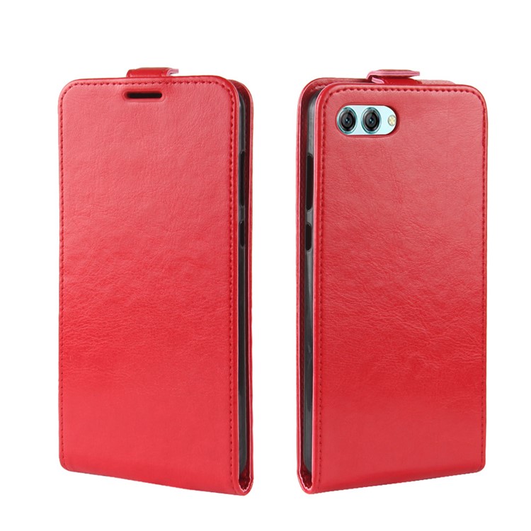 Crazy Horse Texture Vertical Flip Card Holder Leather Shell for Huawei nova 2s - Red-2