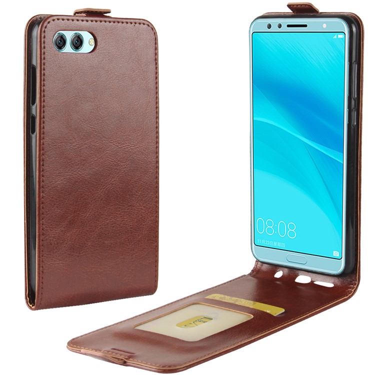Crazy Horse Texture Vertical Flip PU Leather Mobile Phone Case for Huawei nova 2s - Brown-1