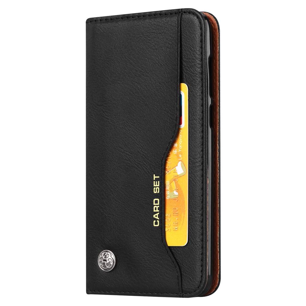 PU Leather Wallet Stand Case Cover for Huawei P Smart / Enjoy 7S - Black-3