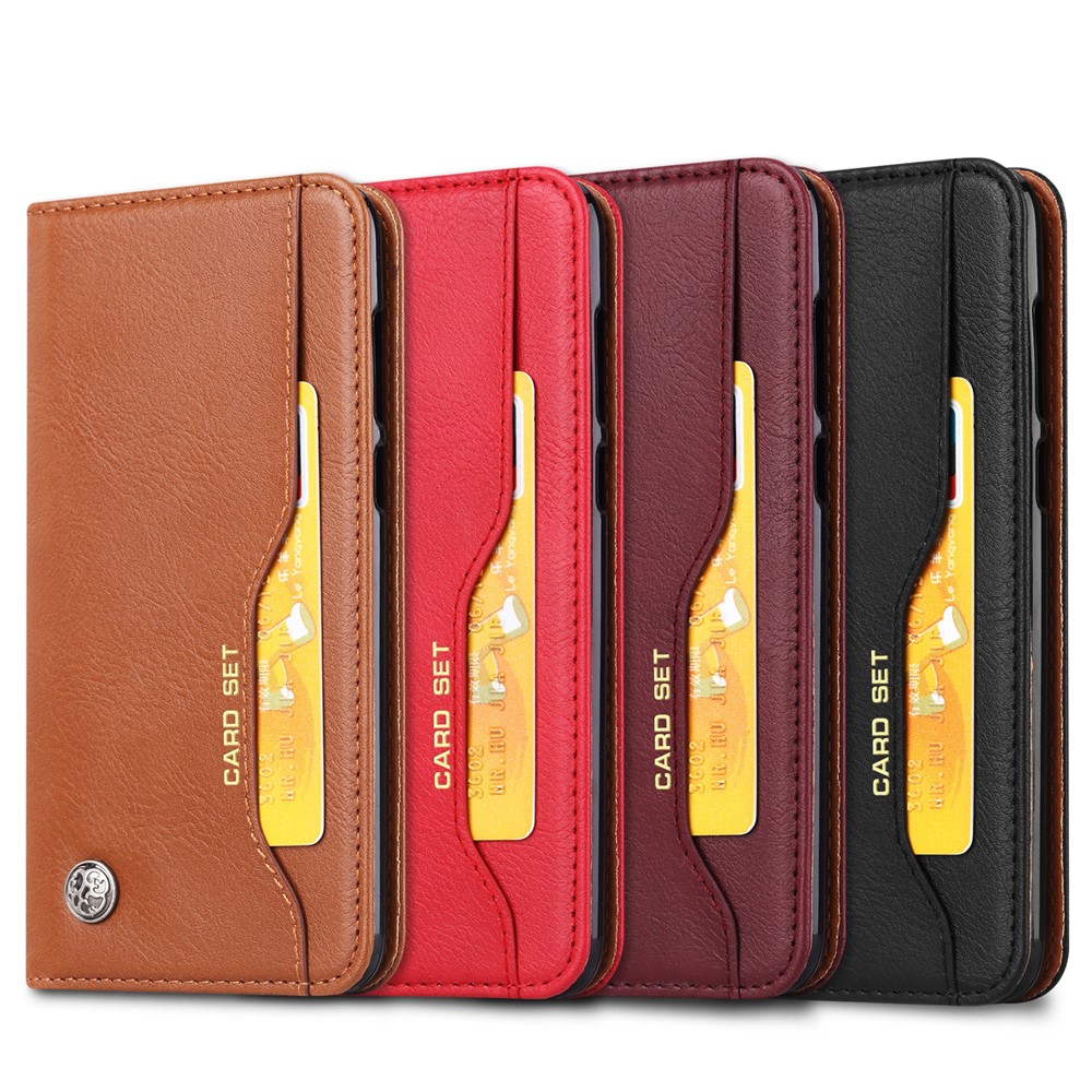 PU Leather Wallet Stand Case Cover for Huawei P Smart / Enjoy 7S - Black-5