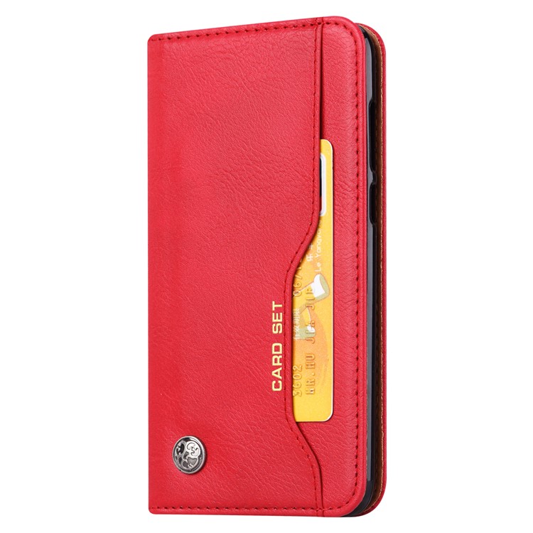 PU Leather Wallet Stand Cover for Huawei P Smart / Enjoy 7S - Red-3