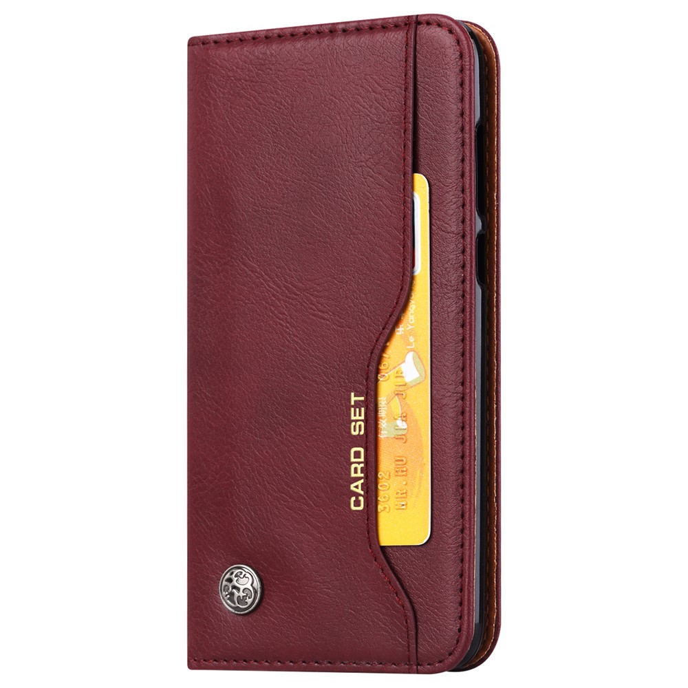 PU Leather Wallet Stand Case for Huawei P Smart / Enjoy 7S - Wine Red-3