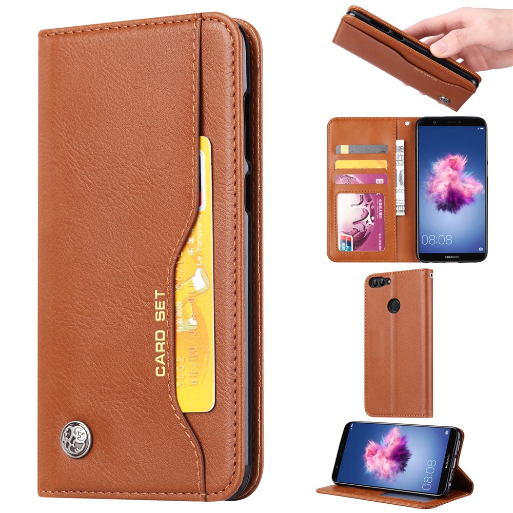 Etui Accessoire Pour Porte-monnaie En Cuir PU Pour Huawei P Smart / Profitez De 7S - Marron-1