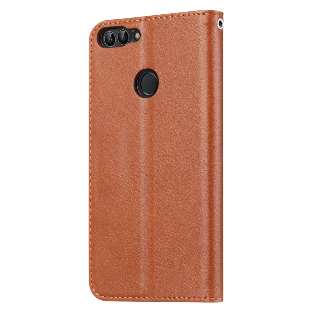 PU Leather Wallet Stand Accessory Case for Huawei P Smart / Enjoy 7S - Brown-3