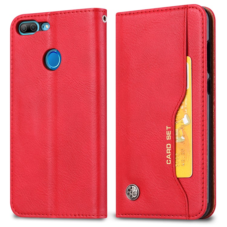 Auto-absorbed Leather Wallet Stand Cover for Huawei Honor 9 Lite / Honor 9 Youth Edition - Red-2