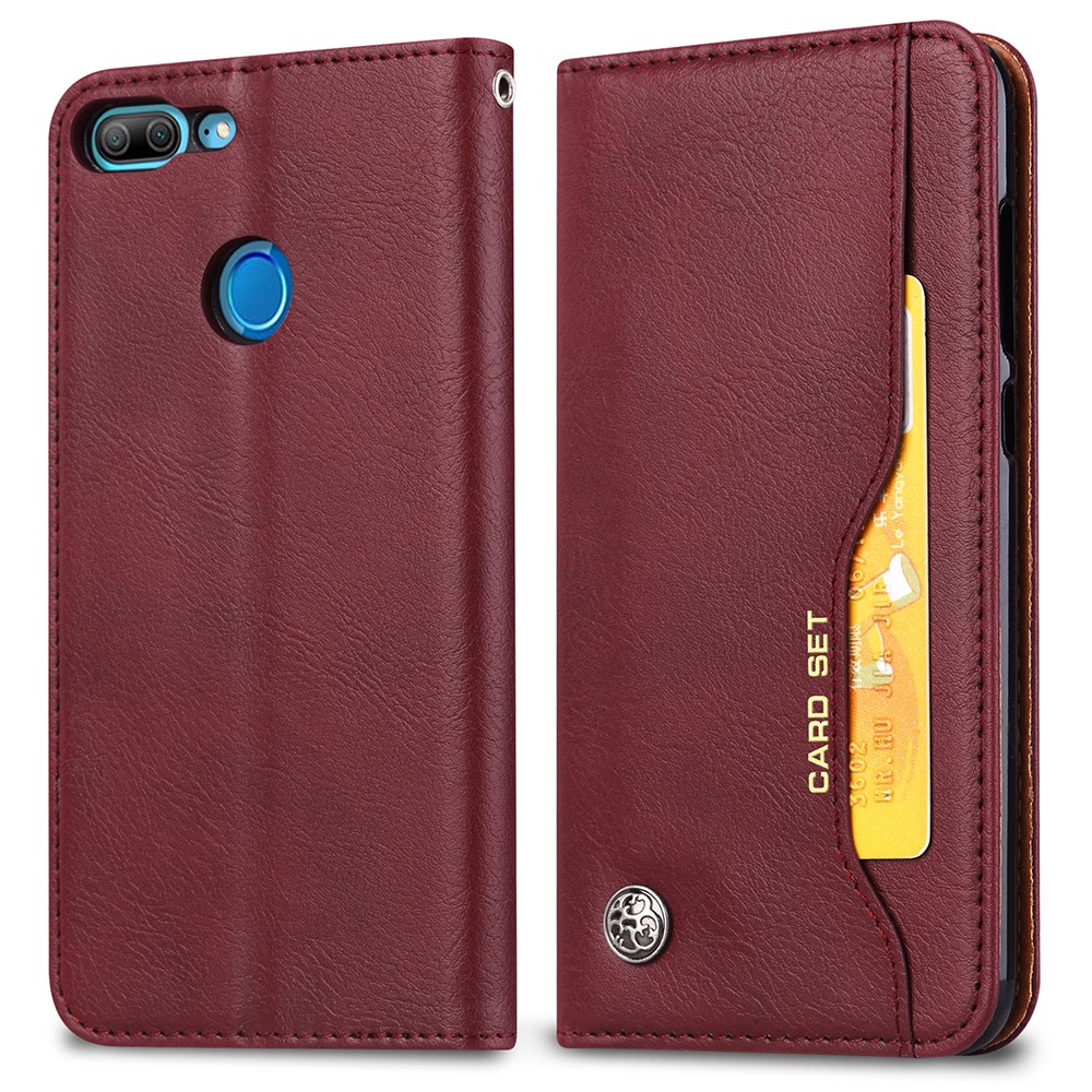 Auto-absorbed Leather Wallet Stand Shell for Huawei Honor 9 Lite / Honor 9 Youth Edition - Wine Red-2