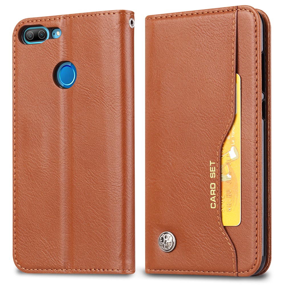 Auto-absorbed Leather Wallet Mobile Case for Huawei Honor 9 Lite / Honor 9 Youth Edition - Brown-2