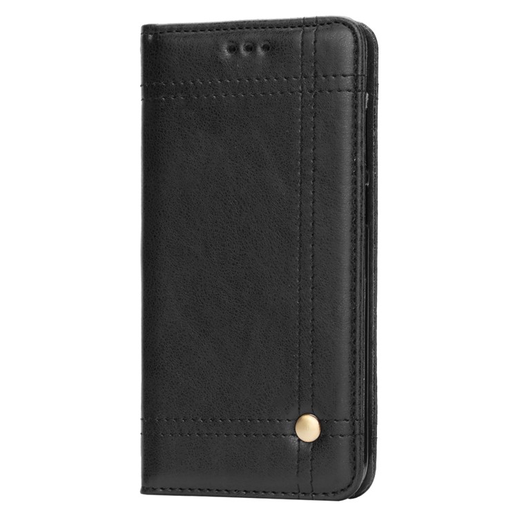 Vintage Leather Stitching Stand Wallet Phone Case with Magnetic Adsorption for Huawei Honor 6C Pro/V9 Play - Black-3