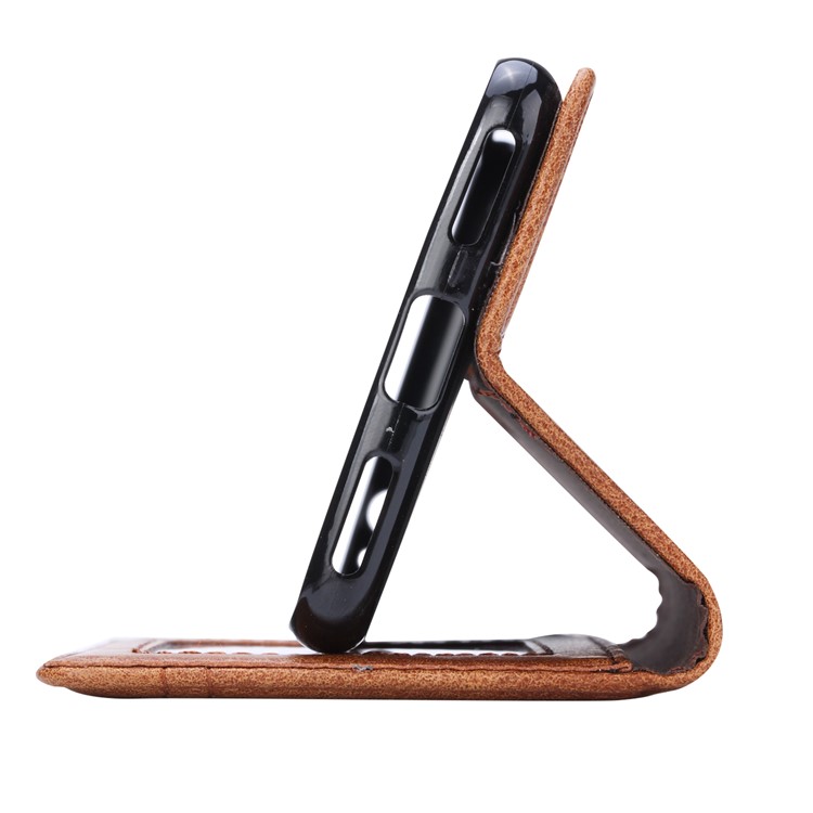 Vintage Leather Stitching Stand Wallet Phone Casing with Magnetic Adsorption for Huawei Honor 6C Pro/V9 Play - Brown-6