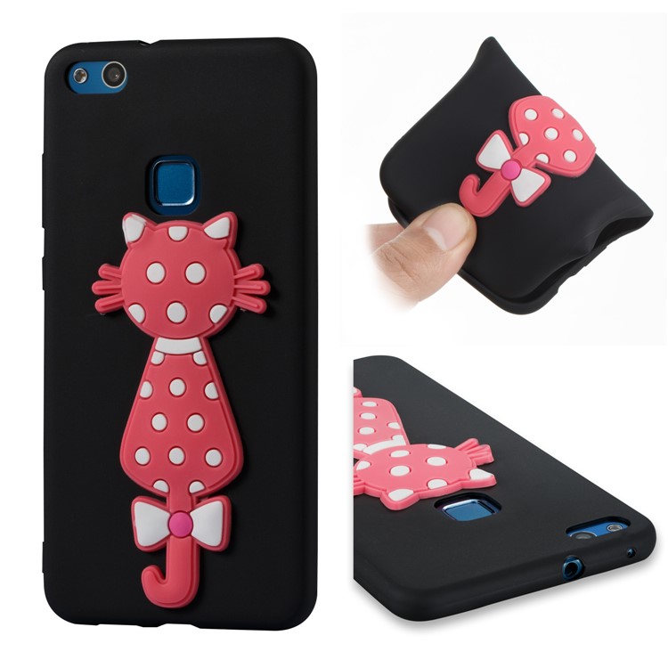 Adorable 3D Cat Pattern TPU Case for Huawei P10 Lite - Black-1