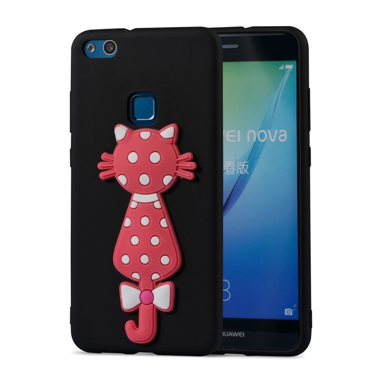 Adorable 3D Cat Pattern TPU Case for Huawei P10 Lite - Black-2