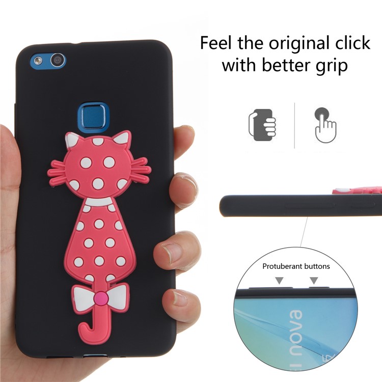 Adorable 3D Cat Pattern TPU Case for Huawei P10 Lite - Black-6