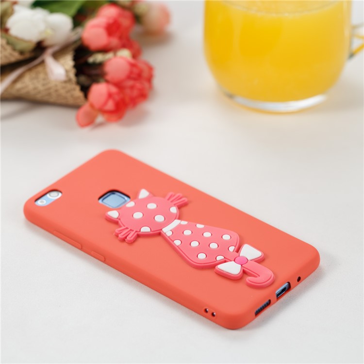 Adorable 3D Cat Pattern TPU Cover Accessory for Huawei P10 Lite - Red-4