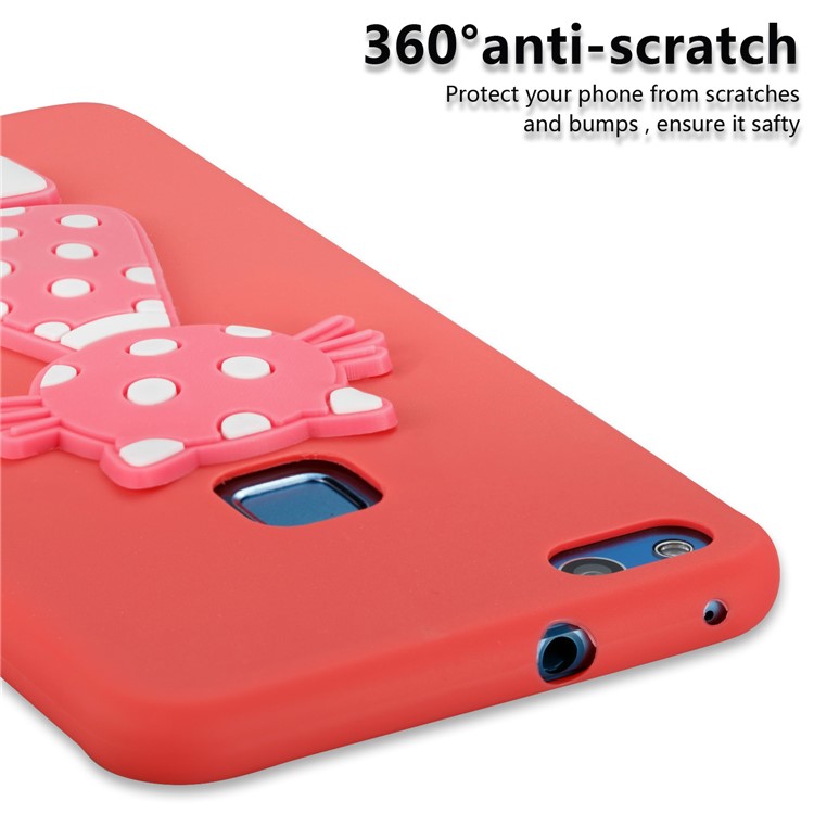 Adorable 3D Cat Pattern TPU Cover Accessory for Huawei P10 Lite - Red-5