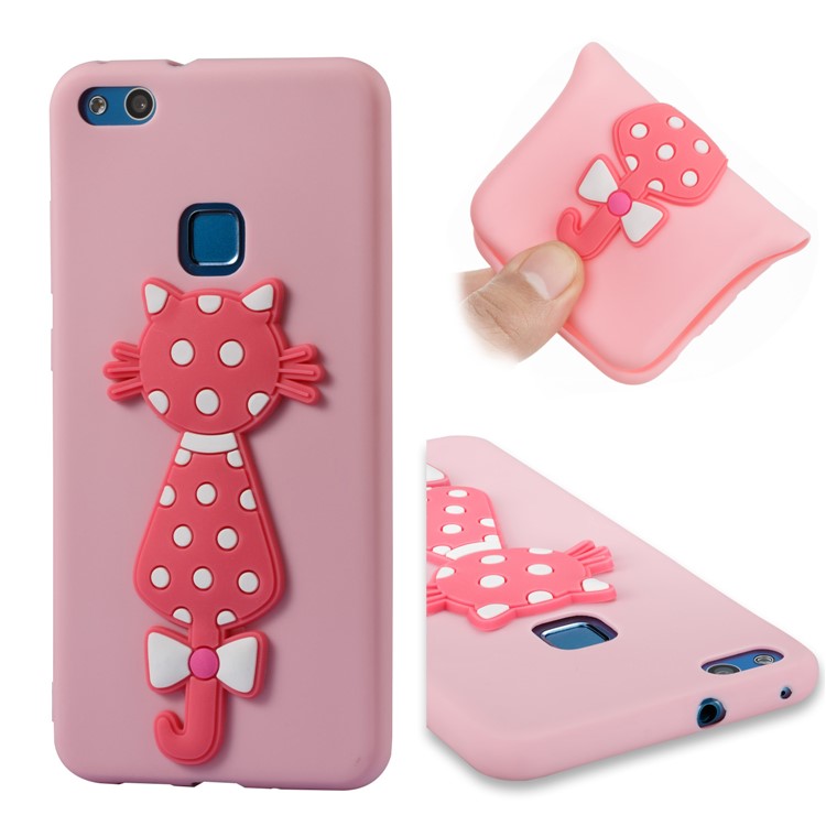 Adorable 3D Cat Pattern TPU Protection Cover Case for Huawei P10 Lite - Pink-1