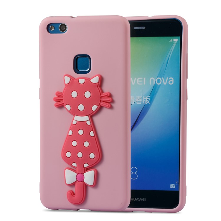 Adorable 3D Cat Pattern TPU Protection Cover Case for Huawei P10 Lite - Pink-2