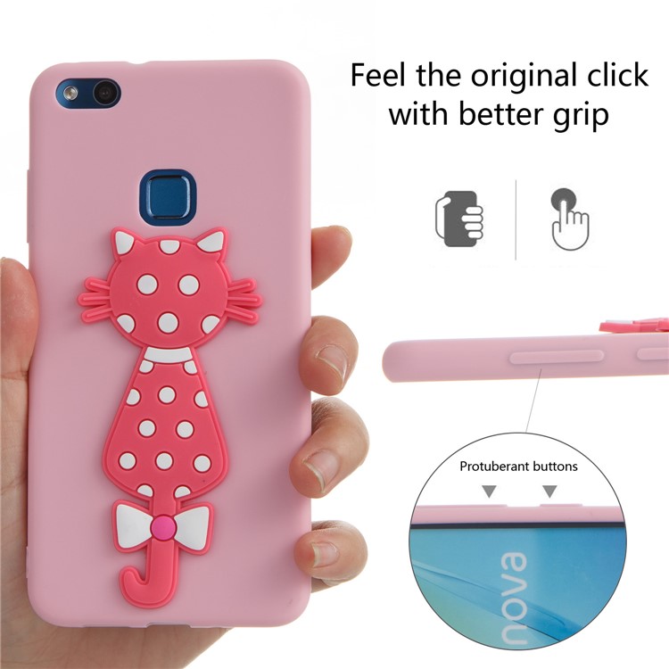 Adorable 3D Cat Pattern TPU Protection Cover Case for Huawei P10 Lite - Pink-6