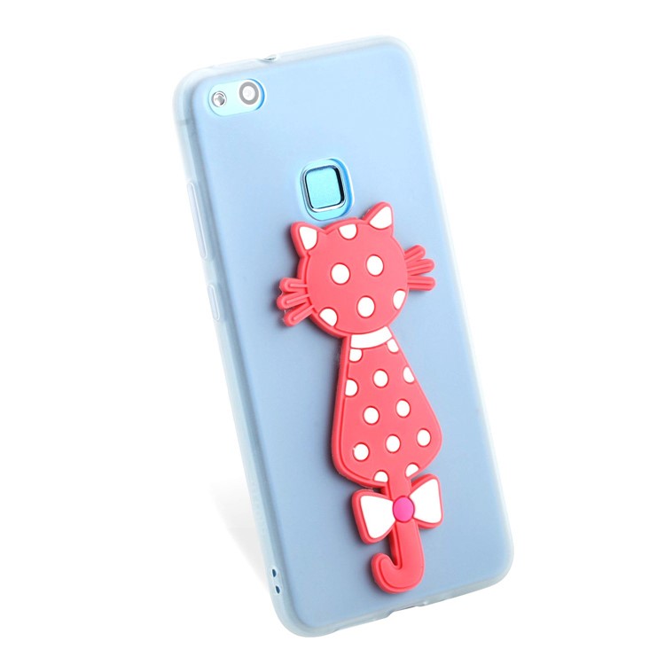 Adorable 3D Cat Pattern TPU Back Phone Case for Huawei P10 Lite - White-3