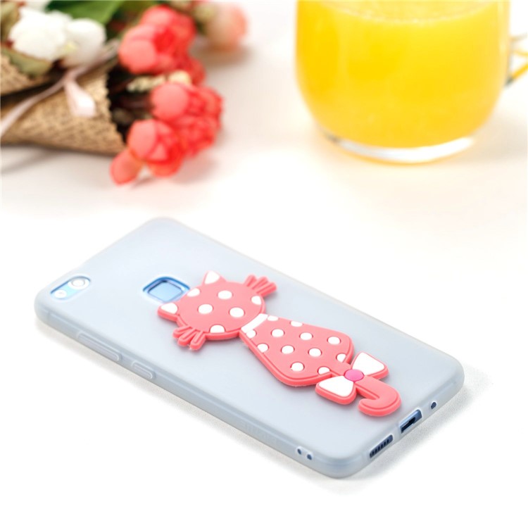 Adorable 3D Cat Pattern TPU Back Phone Case for Huawei P10 Lite - White-4