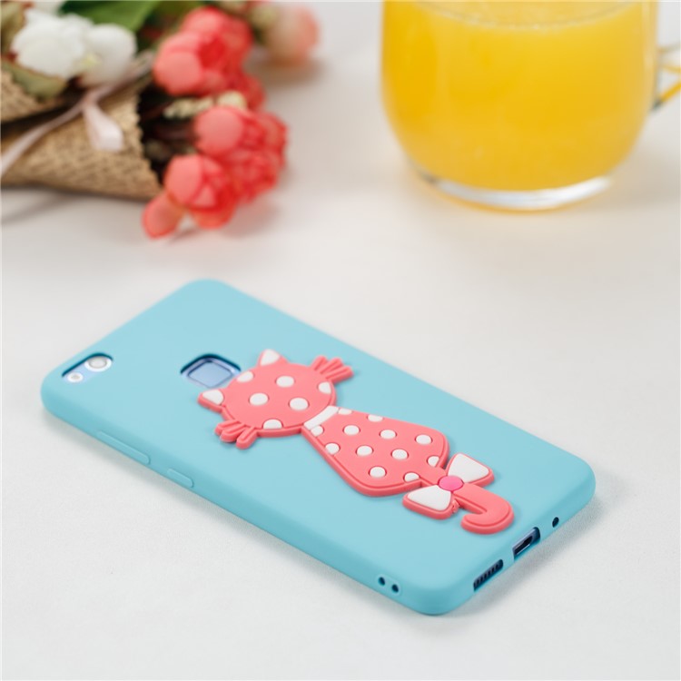Adorable 3D Cat Pattern TPU Cellphone Cover Shell for Huawei P10 Lite - Cyan-4