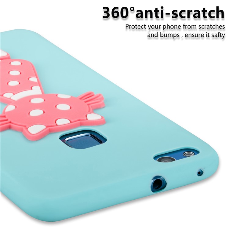 Adorable 3D Cat Pattern TPU Cellphone Cover Shell for Huawei P10 Lite - Cyan-5