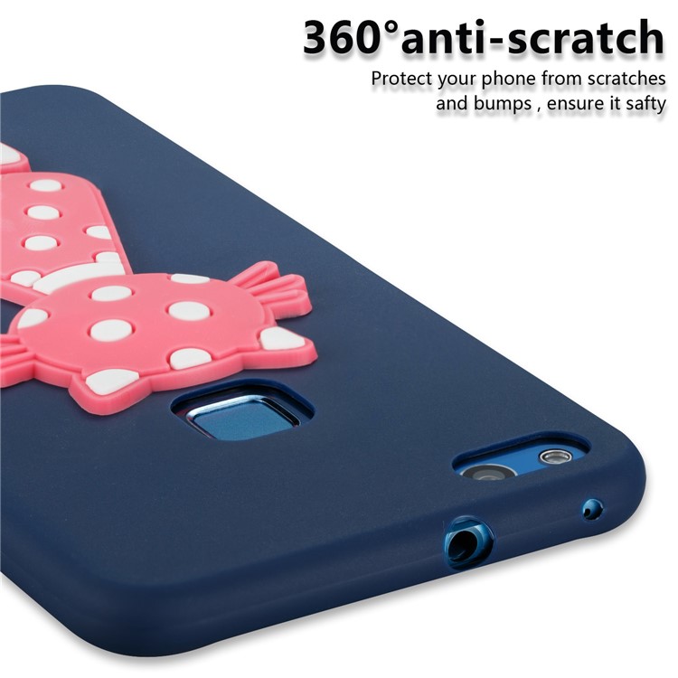 For Huawei P10 Lite Adorable 3D Cat Pattern Protective Phone Soft TPU Casing - Dark Blue-5