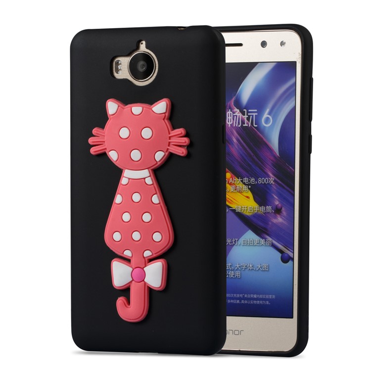 For Huawei Y6 (2017)/Y5 (2017) Adorable 3D Cat Soft TPU Mobile Case - Black-2