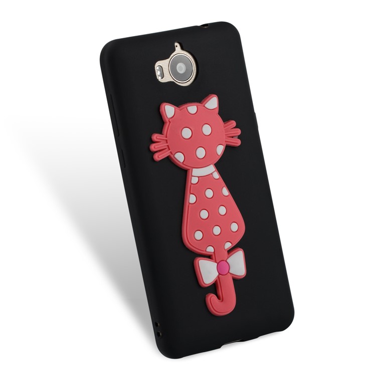 For Huawei Y6 (2017)/Y5 (2017) Adorable 3D Cat Soft TPU Mobile Case - Black-3