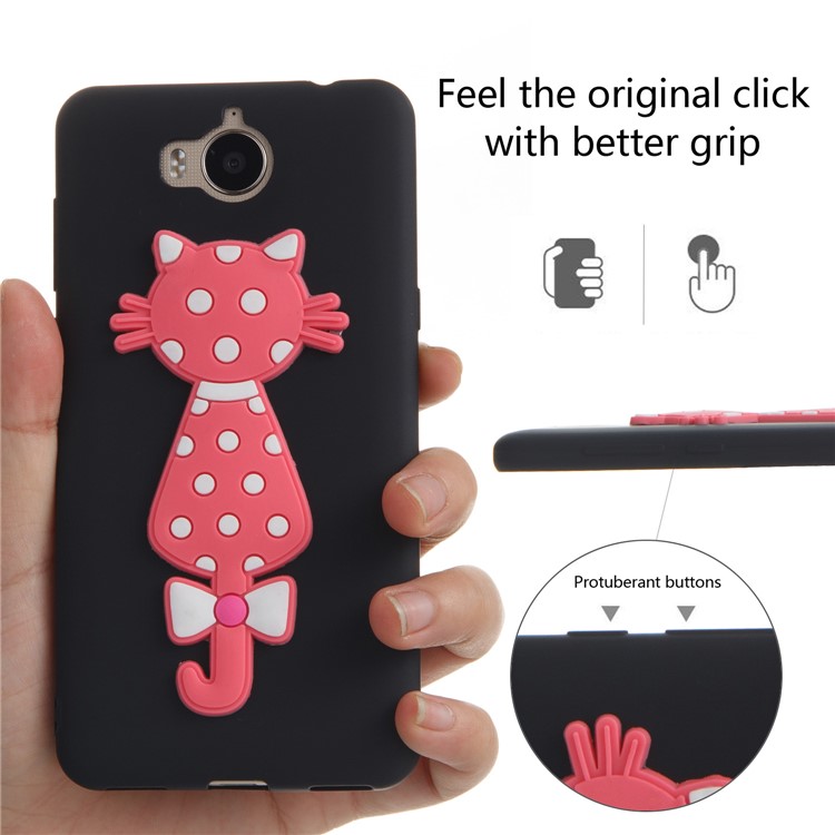 For Huawei Y6 (2017)/Y5 (2017) Adorable 3D Cat Soft TPU Mobile Case - Black-6
